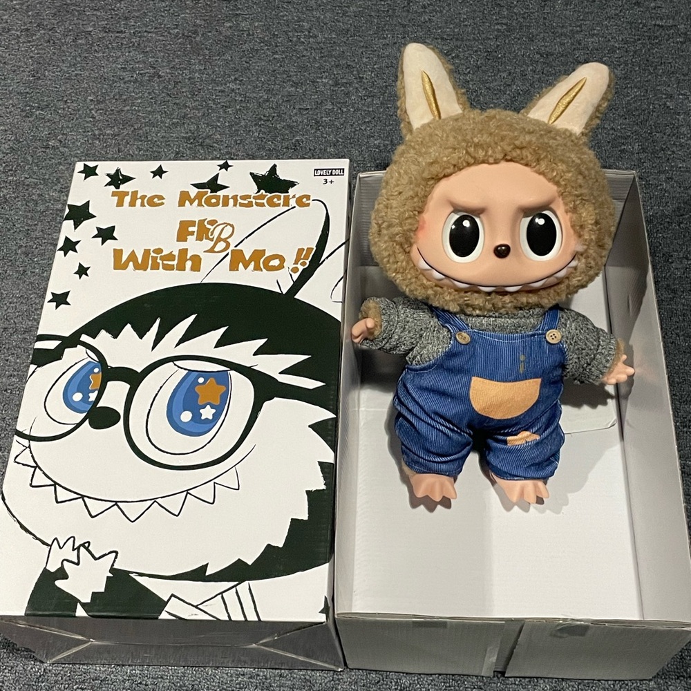 Adorable Plush Monster Toy with Overalls